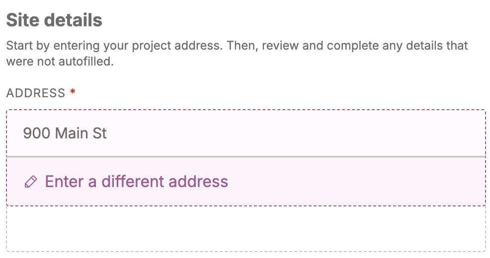 Manually enter your address
