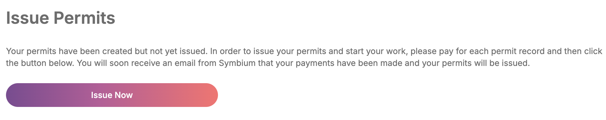 The Issue Permits section showing the Issue Now button