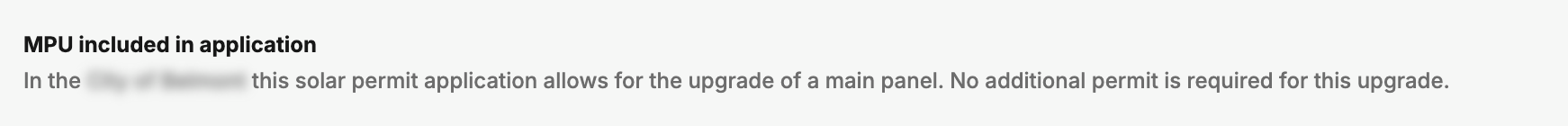 Screenshot of the message indicating that the service panel upgrade is included in the solar application